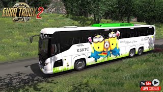 KSRTC Travels In Traffic | Relax Driving Through Narrow Roads | Scania | ETS 2