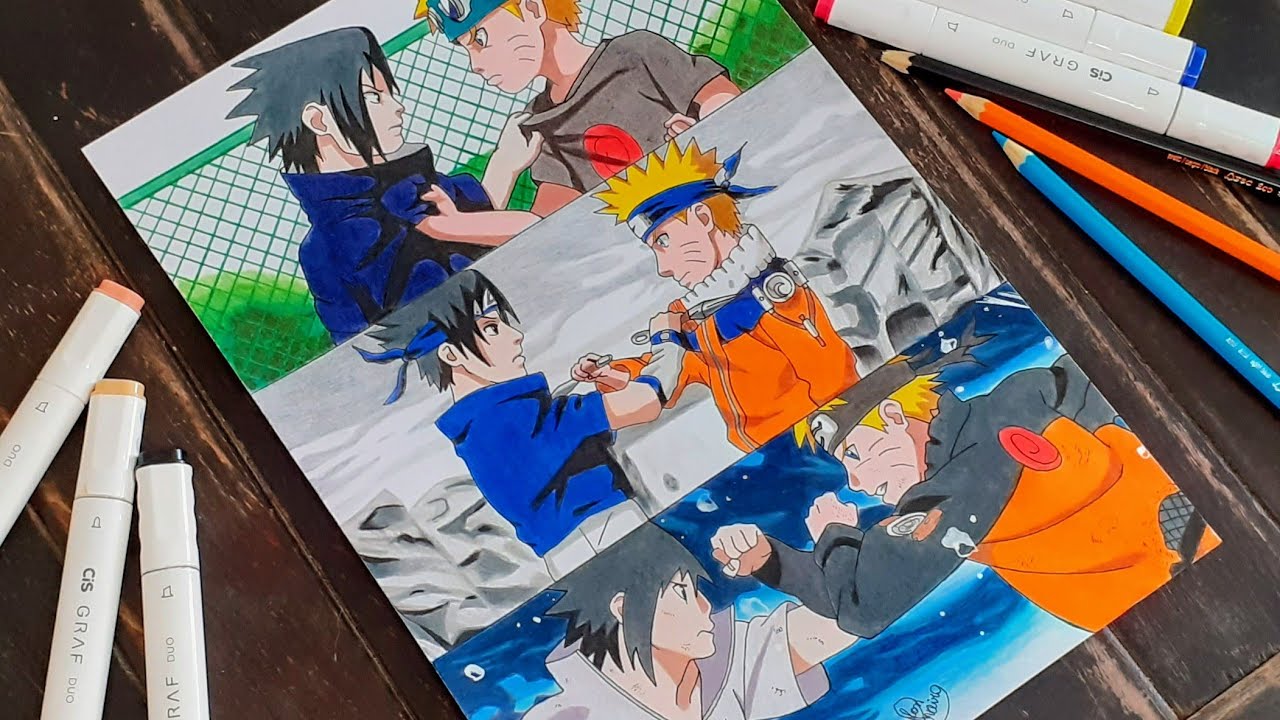 SASUKE VS NARUTO - SPEED DRAWING #ArteECiaBrasil 