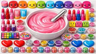 Satisfying Slime ASMR 🌈 DIY How to Make Rainbow Glossy Pink Slime with Makeup Glitter Beads