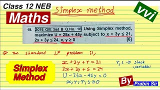 simplex method class 12 || simplex method linear programming || class 12 maths important questions