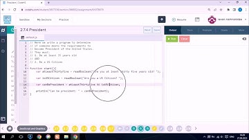 JavaScript სავარჯიშო 2.7.4 President / codehs.com პლატფორმა / ლევანი მასწავლებელი