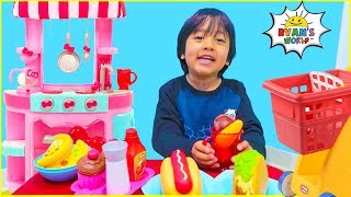 ryan cooking and pretend play grocery store fun