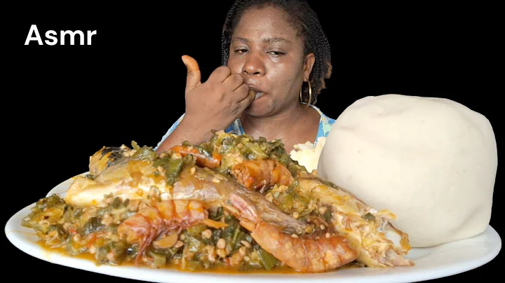 Nigeria food ASMR mukbang/ okra soup andfufu mukbang (eating Sound ASMR)