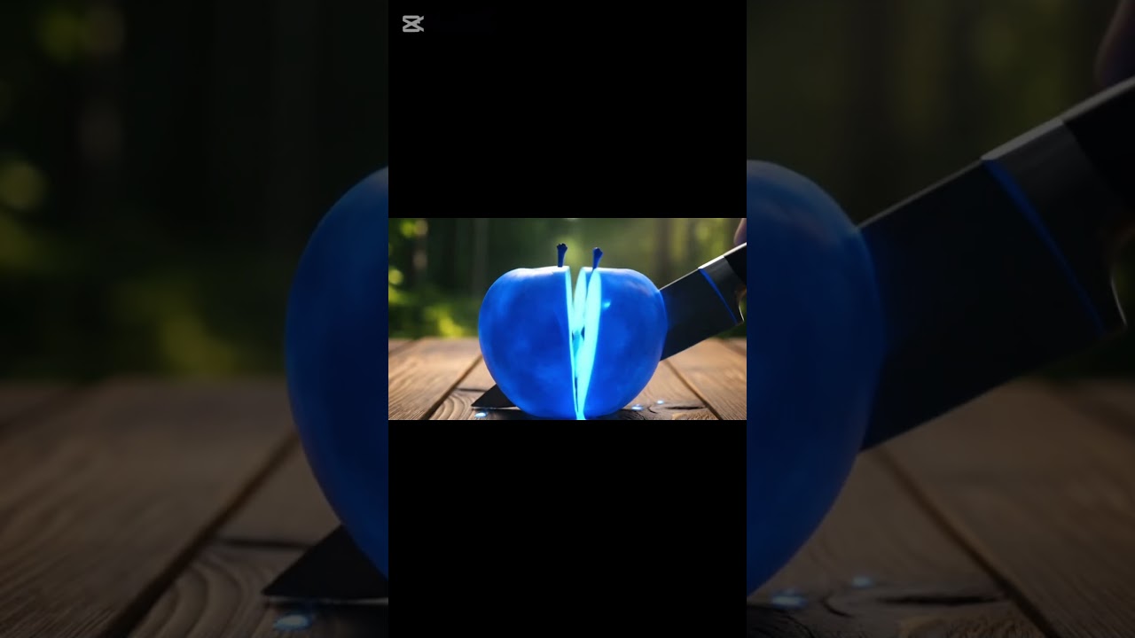 Hyperrealistic blue apple sliced with a knife 🍎🔪 Would you try it? 💙 