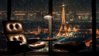 Fall Asleep Instantly with Calming Rain Sounds🎧Cozy Paris Bedroom With View Of The Eiffel Tower