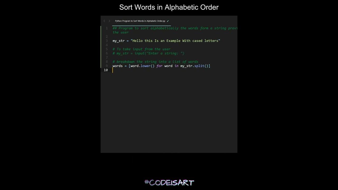Sort Words in Alphabetic Order in Python | Python Examples | Python ...