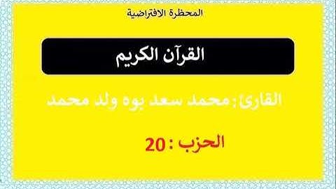 القرآن الكريم || الحزب : 20|| تلاوة : محمد سعد بوه ولد محمد