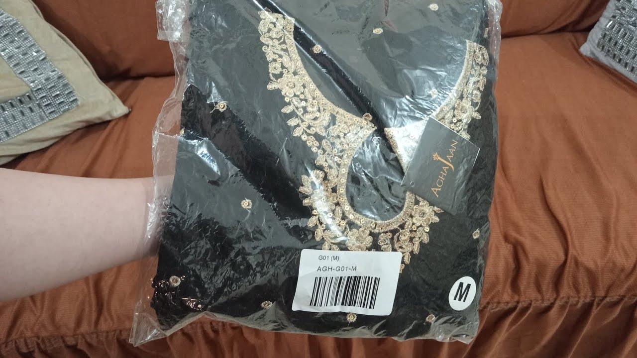 Agha Jaan Dress Review / Black stitched formal dress 