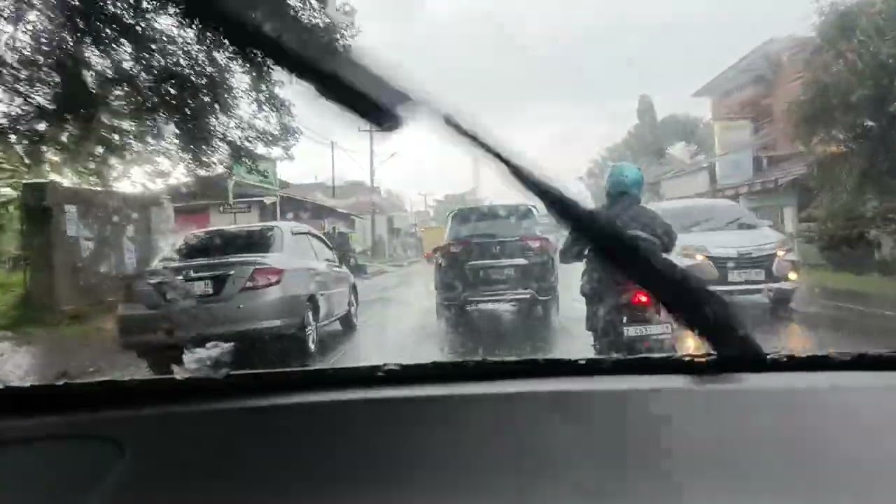 Soft rain on windshield, road humming — pure ASMR peace.