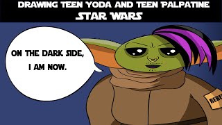 Drawing Teen Yoda and Teen Palpatine - Star Wars Drawing - Drawing Shenanigans!