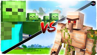 100 Zombies VS 10 Iron Golems | Competition | Minecraft : Experiment || The Gameru