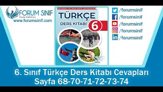 6. Sınıf Türkçe Ders Kitabı 68-69-70-71-72-73-74. Sayfa Cevapları Anka Yayınları Resimi