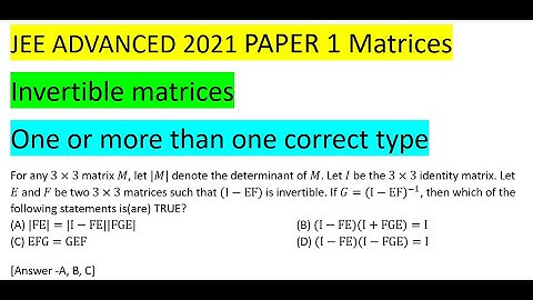 For any 3×3 matrix M, let |M| denote the determinant of M. Let I be the 3×3 identity matrix. Let E