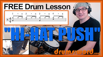 ★ Hi-Hat Push ★ FREE Beginner Video Drum Lesson | How To Play DRUM BEAT