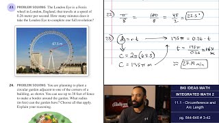 Big Ideas Math [IM2]: 11.1 - Circumference and Arc Length (Lecture & Problem Set)