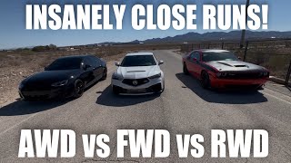 RACE: FBO Audi S4 vs FBO Integra Type S vs Challenger Scat Pack!