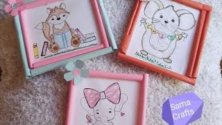 ||طريقه عمل برواز صغير بالورق ب جنيه واحد فقط💙🖼️||Sama Crafts ||