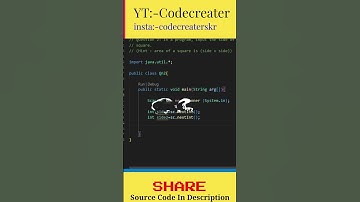 Calculate Area Of Square Using Java|3|#codecreaterskr #shorts #java