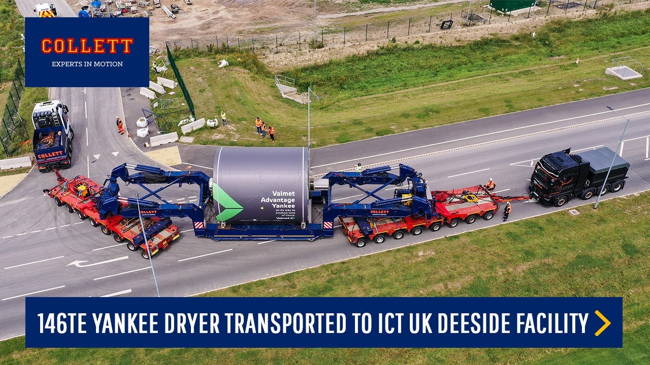 Collett Transports 146Te Yankee Dryer to ICT UK’s New Deeside Facility