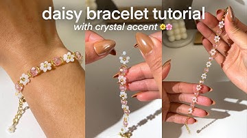 Daisy Bracelet Tutorial w/ Accent (ASMR, no edit, real-time) 🌸 How to make a beaded flower bracelet