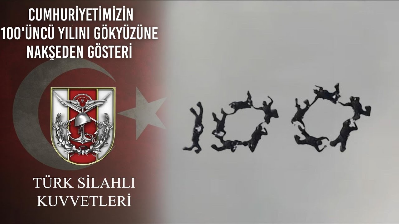 Özel Kuvvetler Komutanlığımızın Cumhuriyetimizin 100'üncü yılını gökyüzüne nakşeden gösterisi.