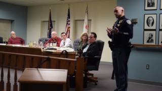 Tell City Police Chief awards a Fellow Officer "Policeman of the Year"