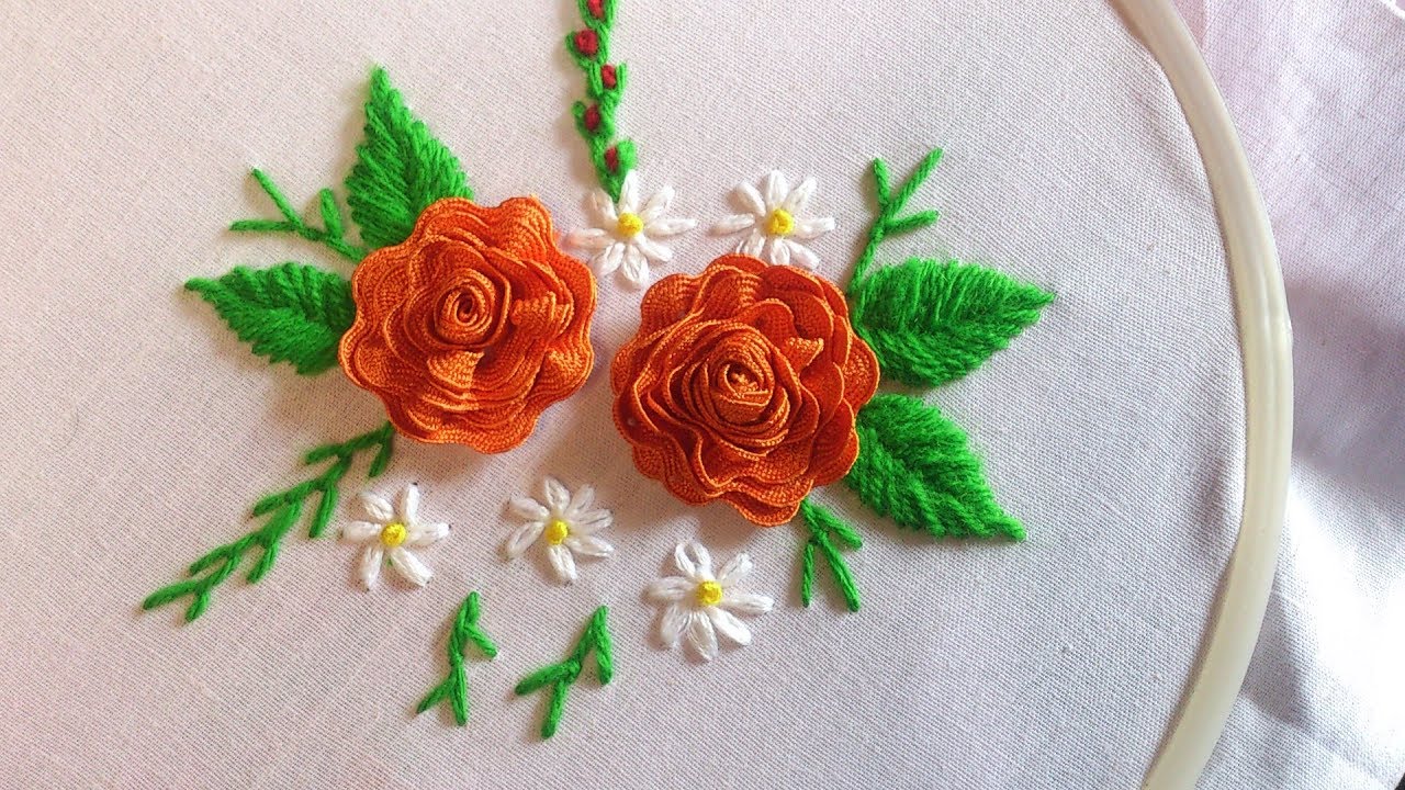 Hand embroidery. Ric rac Flower design. YouTube