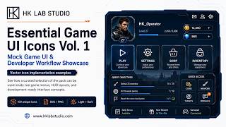 Essential Game UI Icons Vol. 1 — 100 SVG   PNG Game UI Icons | HK Lab Studio