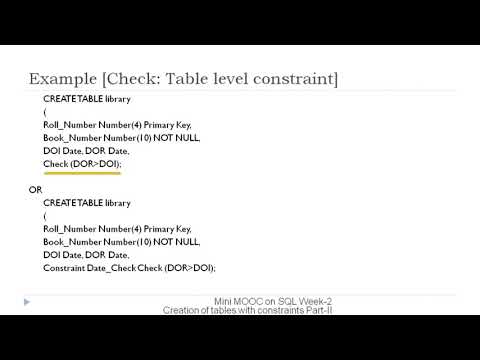 Check Constraint and Its Implementation