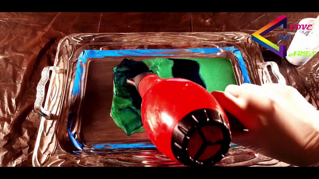 سكب اكريليك وسكب ريزن على الصينيه المعدن