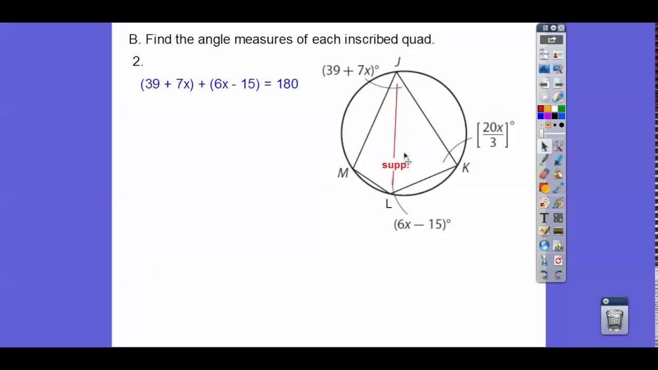 Angles In Inscribed Quads Module 19 2 Youtube