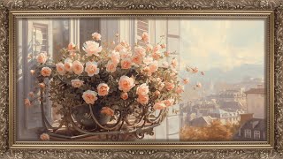 8-Hour Paris Balcony Rose Painting for Valentine's Day | 4K UHD TV Wall Art Screensaver Wallpaper screenshot 3