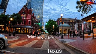 Relaxing Texas Sunset 🌅 | Driving Downtown Fort Worth in 4K