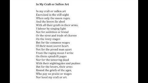 Dylan Thomas reading "In My Craft or Sullen Art."