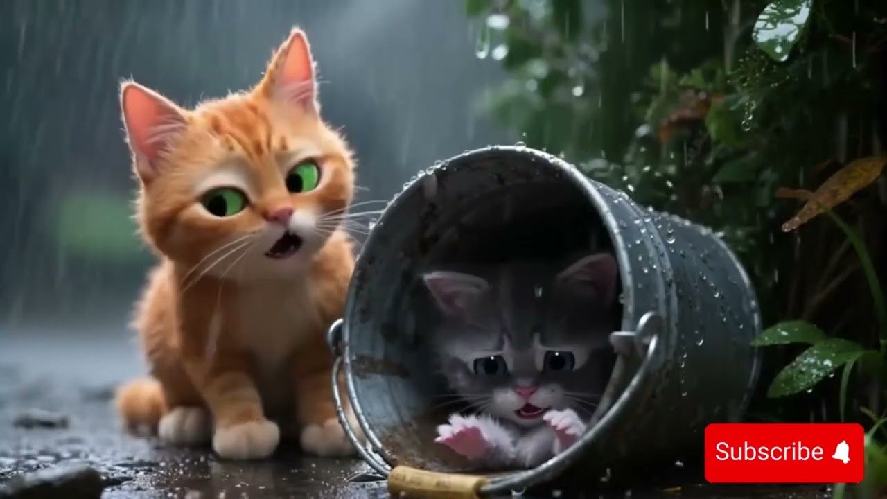 The Brave Little Cat vs. the Big Rain 🌧️🐾