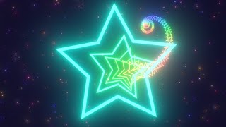 Moving Forward Slowly In Spiral Neon Glowing Star Shape Tunnel Lights 4K VJ Loop Moving Background