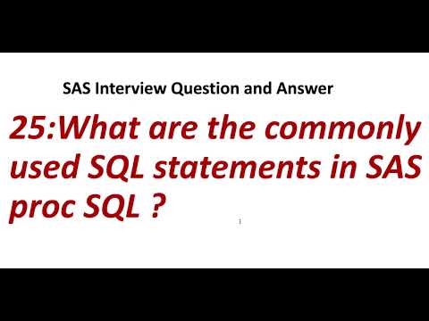 25. What are the commonly used SQL statements in SAS Proc SqL? || SAS Interview Question and Answer.