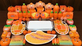 Series Orange Slime Mixing Random Things Into Glossy Slime Satisfying Slime Videos