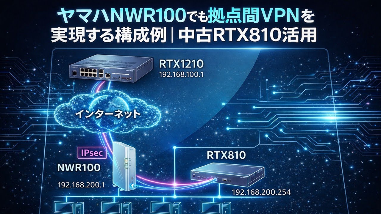 ヤマハNWR100でも拠点間VPNを実現する構成例｜中古RTX810活用｜IP実践道場
