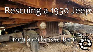 Rescuing a 1950 Willys Jeep from a collapsed barn