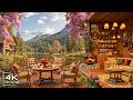 Calm February Spring Morning at Lakeside Coffee Shop Ambience 🌸 Soft Jazz Background Music to Study