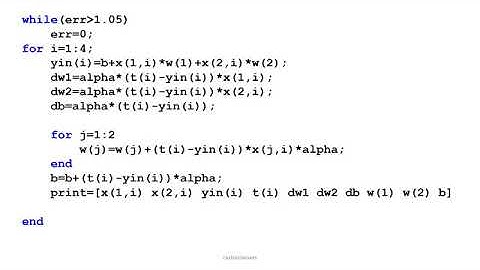Matlab Simulation of Adaline Learning