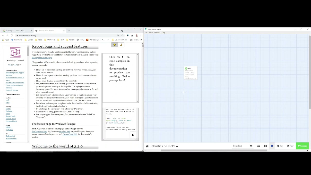 Twine 2 with Harlowe 3.2 (latvian) YouTube