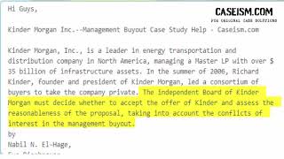 Kinder Morgan Inc.--Management Buyout Case Study Help - Caseism.com