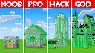 Minecraft Battle: EMERALD HOUSE BUILD CHALLENGE - NOOB vs PRO vs HACKER vs GOD in Minecraft!