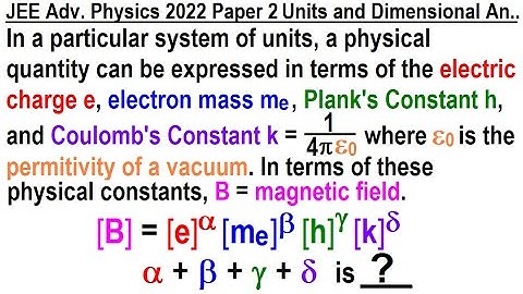 JEE Advanced Physics 2022 Paper 2: #4 Units and Dimensional Analysis