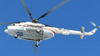 Вертолет Ми-8МТ МЧС России, взлет и посадка в аэропорту