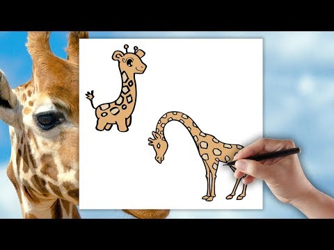 Giraffe - Paano upang gumuhit ng isang dyirap - Pagguhit para sa mga bata ng hakbang-hakbang