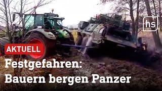 Bundeswehr-Nachwuchs war mit Panzer im Matsch eingesunken: Landwirte helfen | hessenschau image