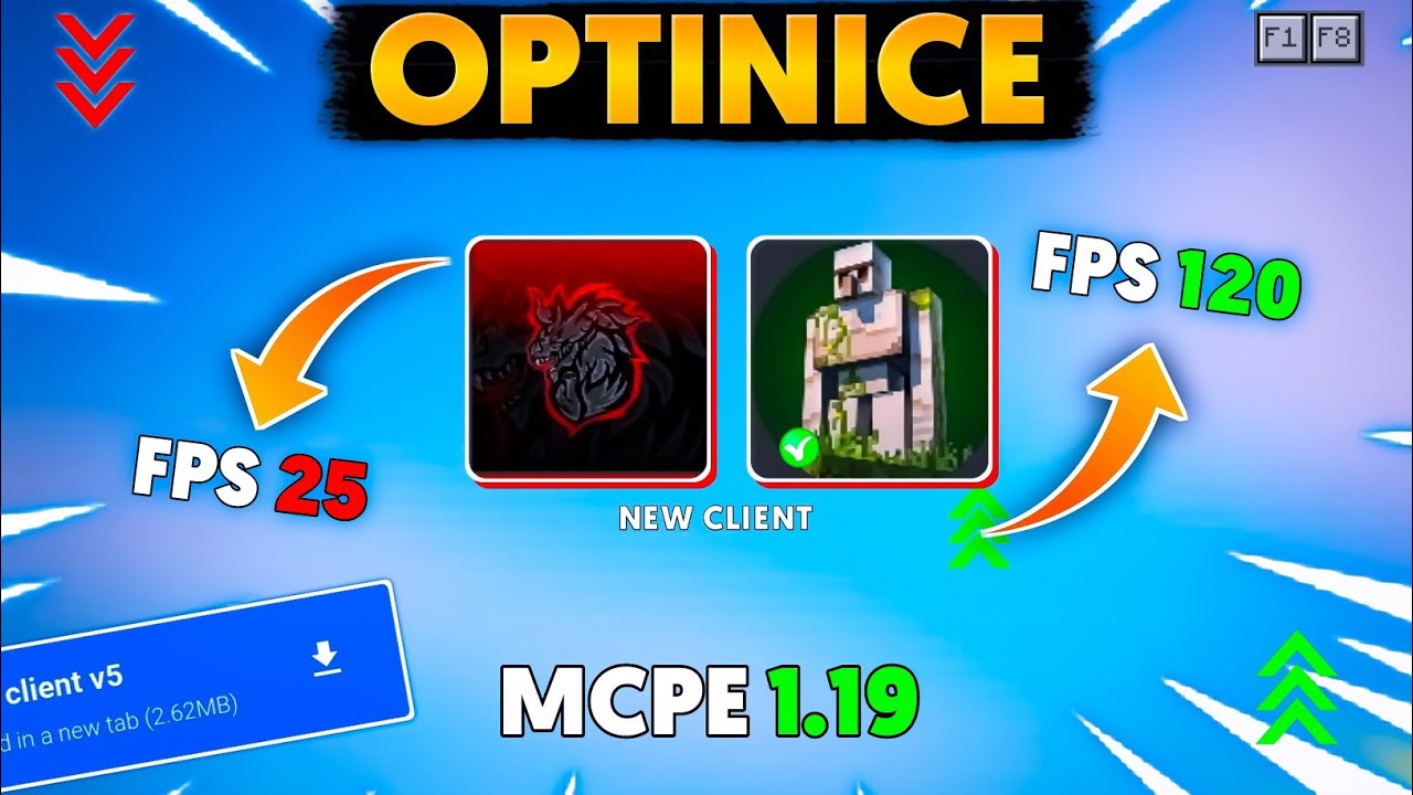 2 Best Fps Boost OPTIFINE for MCPE 1.19+ || lag free CLIENT for MCPE 1. ...